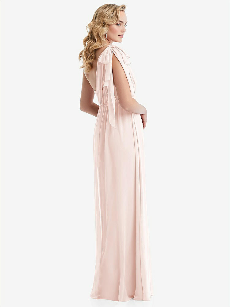 【NEW】【STYLE: TH095】エンパイア ウエスト シャイレッド スカート コンバーチブル サッシ ネクタイ マキシ ドレス【COLOR: Blush】【SIZE: 00-30W】