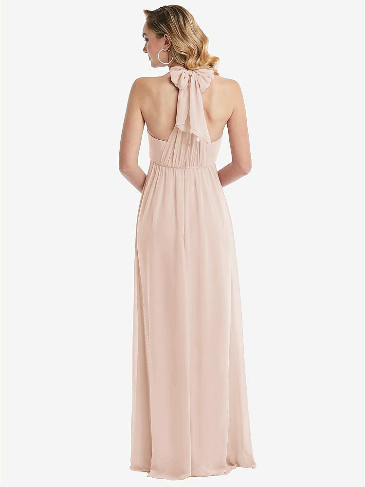 【NEW】【STYLE: TH095】エンパイア ウエスト シャイレッド スカート コンバーチブル サッシ ネクタイ マキシ ドレス【COLOR: Cameo】【SIZE: 00-30W】