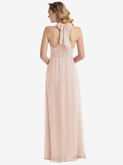 【NEW】【STYLE: TH095】エンパイア ウエスト シャイレッド スカート コンバーチブル サッシ ネクタイ マキシ ドレス【COLOR: Cameo】【SIZE: 00-30W】