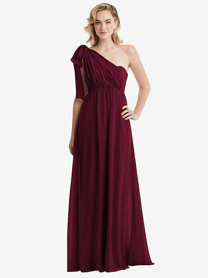 【NEW】【STYLE: TH095】エンパイア ウエスト シャイレッド スカート コンバーチブル サッシ ネクタイ マキシ ドレス【COLOR: Cabernet】【SIZE: 00-30W】