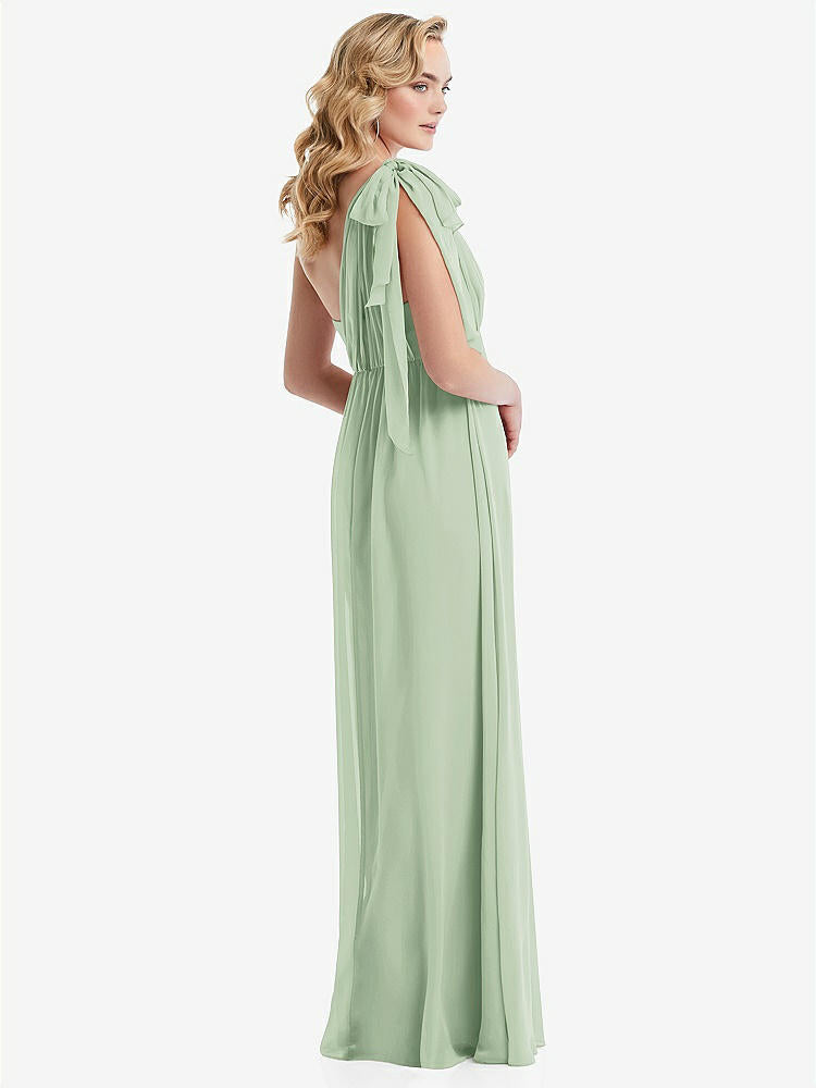 【STYLE: TH095】Empire Waist Shirred Skirt Convertible Sash Tie Maxi Dress【COLOR: Celadon】