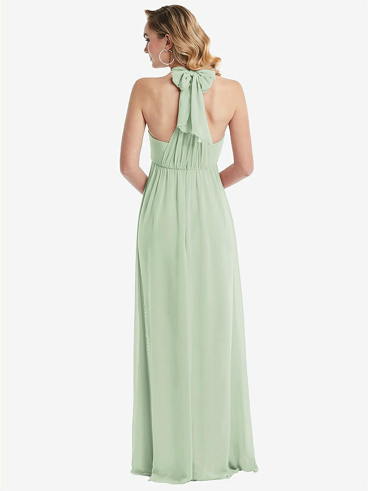 【STYLE: TH095】Empire Waist Shirred Skirt Convertible Sash Tie Maxi Dress【COLOR: Celadon】