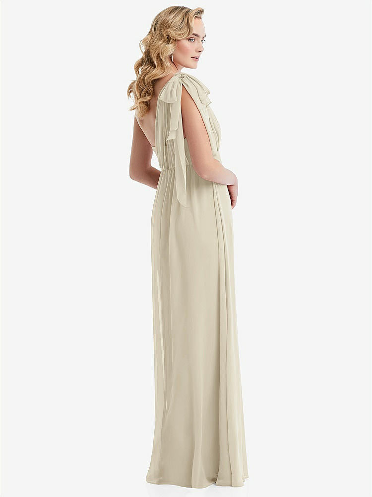 【NEW】【STYLE: TH095】エンパイア ウエスト シャイレッド スカート コンバーチブル サッシ ネクタイ マキシ ドレス【COLOR: Champagne】【SIZE: 00-30W】