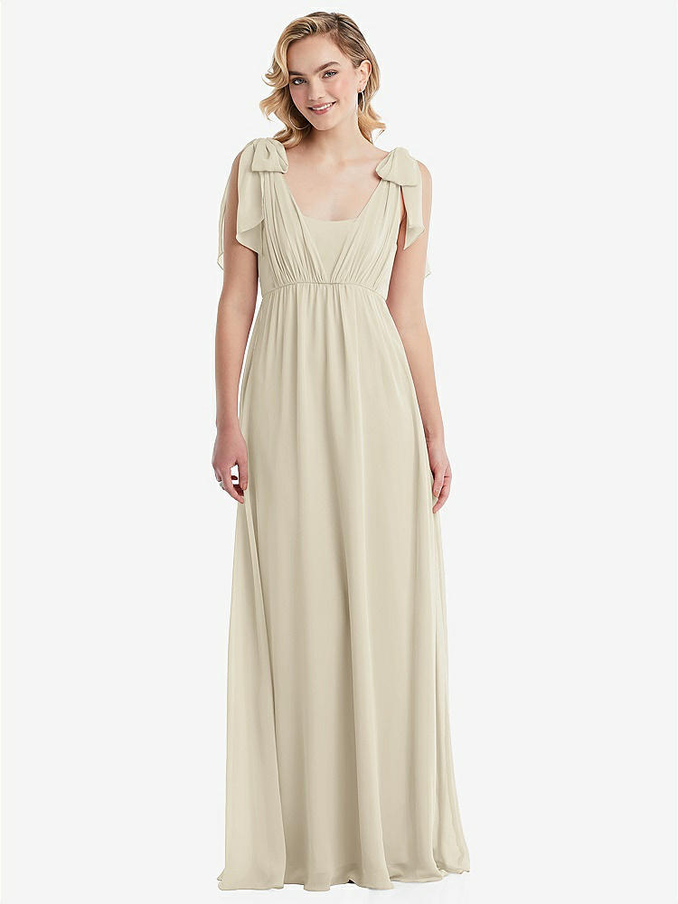 【NEW】【STYLE: TH095】エンパイア ウエスト シャイレッド スカート コンバーチブル サッシ ネクタイ マキシ ドレス【COLOR: Champagne】【SIZE: 00-30W】