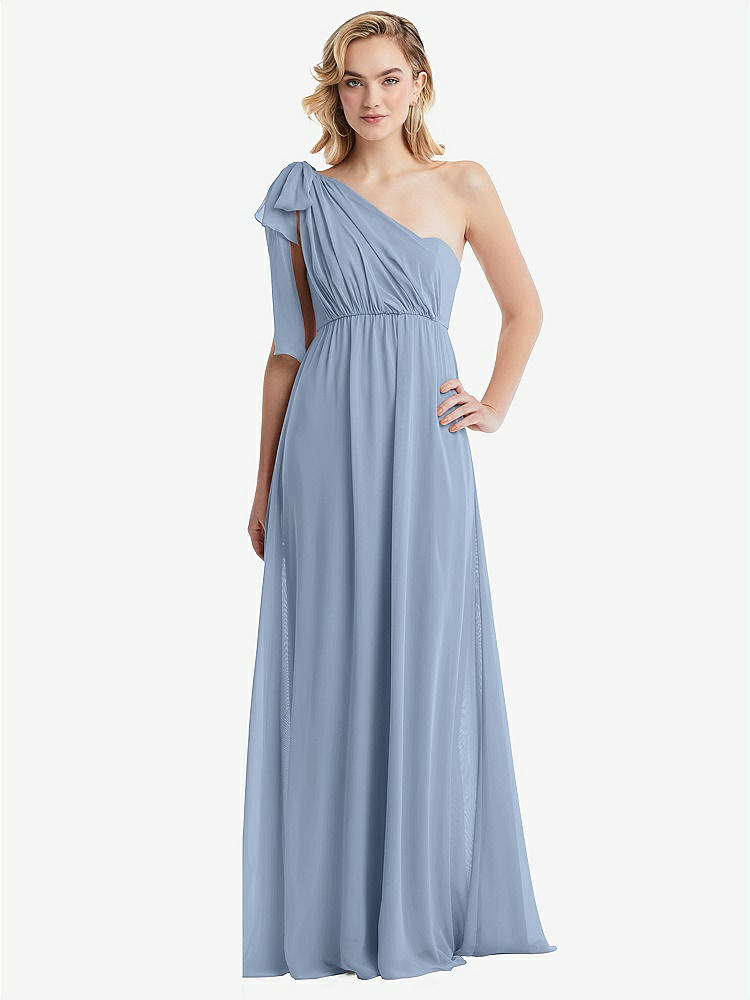 【NEW】【STYLE: TH095】エンパイア ウエスト シャイレッド スカート コンバーチブル サッシ ネクタイ マキシ ドレス【COLOR: Cloudy】【SIZE: 00-30W】