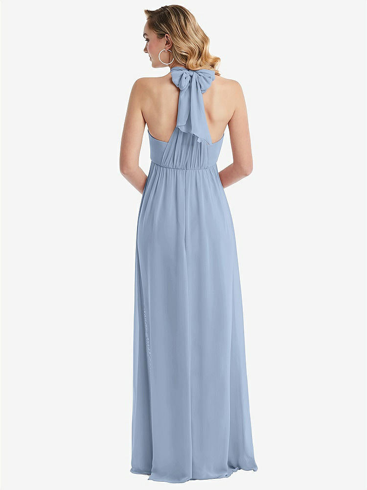 【NEW】【STYLE: TH095】エンパイア ウエスト シャイレッド スカート コンバーチブル サッシ ネクタイ マキシ ドレス【COLOR: Cloudy】【SIZE: 00-30W】