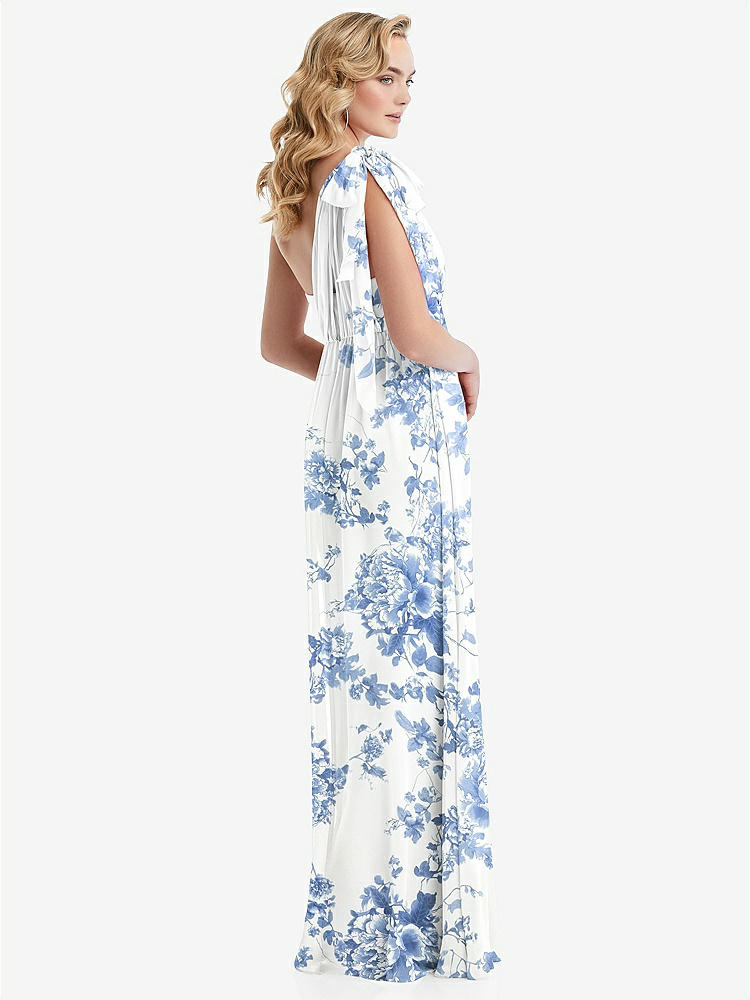 【NEW】【STYLE: TH095】エンパイア ウエスト シャイレッド スカート コンバーチブル サッシ ネクタイ マキシ ドレス【COLOR: Cottage Rose Dusk Blue】【SIZE: 00-30W】