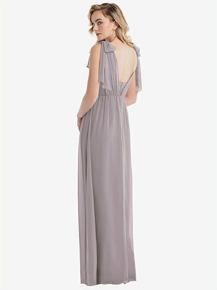 【STYLE: TH095】Empire Waist Shirred Skirt Convertible Sash Tie Maxi Dress【COLOR: Cashmere Gray】