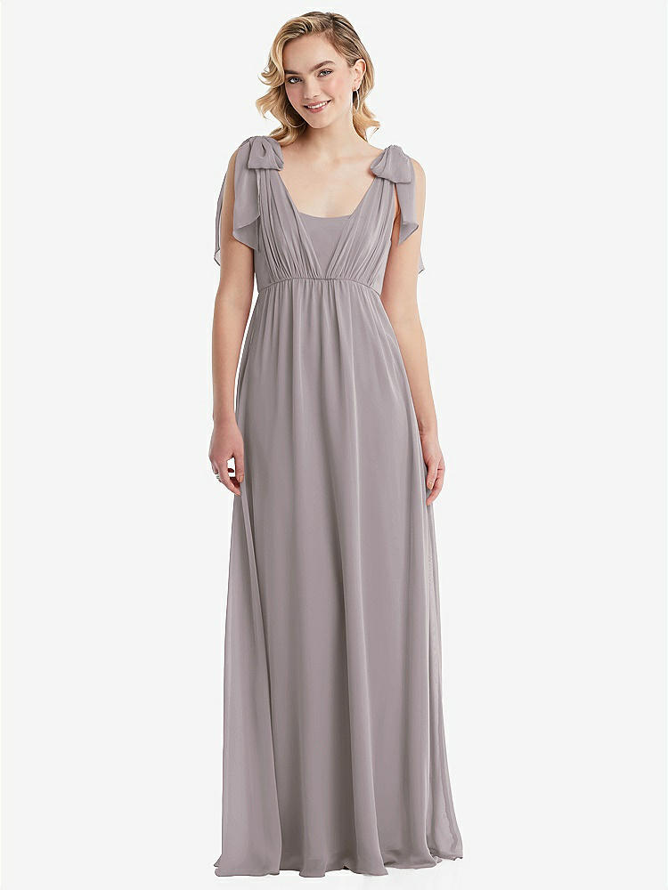 【STYLE: TH095】Empire Waist Shirred Skirt Convertible Sash Tie Maxi Dress【COLOR: Cashmere Gray】