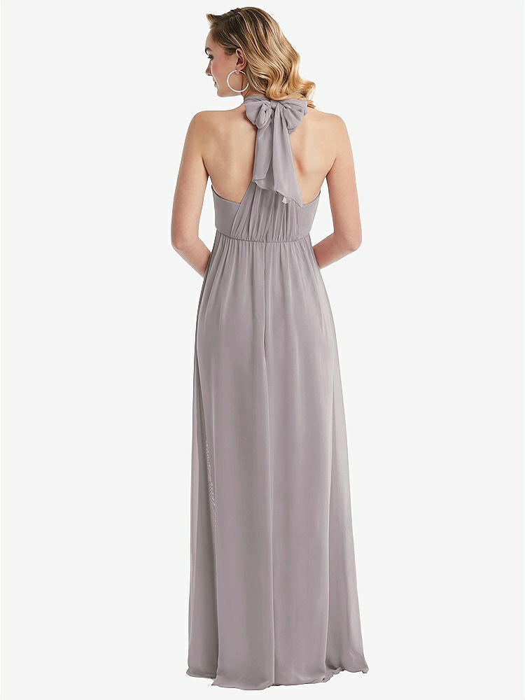 【STYLE: TH095】Empire Waist Shirred Skirt Convertible Sash Tie Maxi Dress【COLOR: Cashmere Gray】