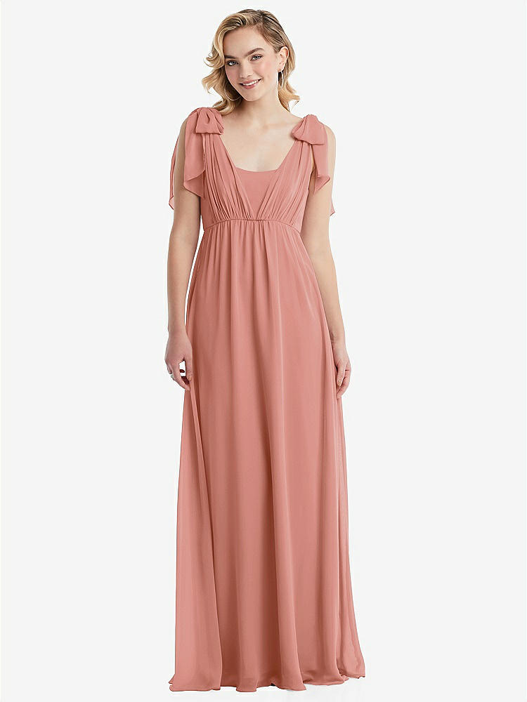 【NEW】【STYLE: TH095】エンパイア ウエスト シャイレッド スカート コンバーチブル サッシ ネクタイ マキシ ドレス【COLOR: Desert Rose】【SIZE: 00-30W】
