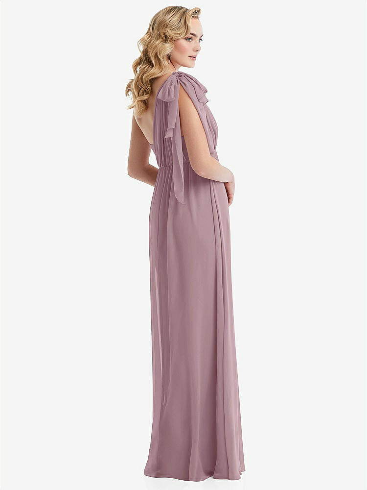 【STYLE: TH095】Empire Waist Shirred Skirt Convertible Sash Tie Maxi Dress【COLOR: Dusty Rose】