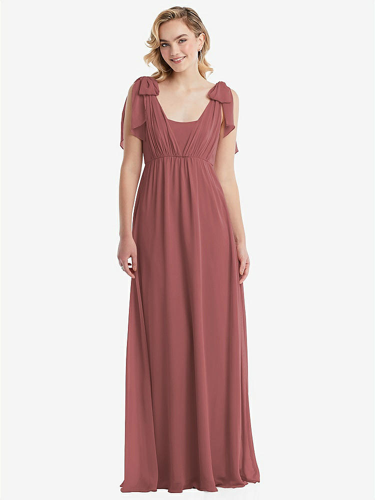 【NEW】【STYLE: TH095】エンパイア ウエスト シャイレッド スカート コンバーチブル サッシ ネクタイ マキシ ドレス【COLOR: English Rose】【SIZE: 00-30W】