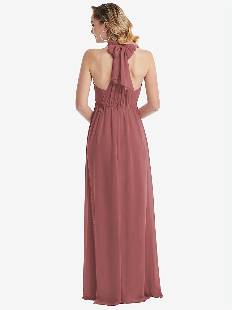 【NEW】【STYLE: TH095】エンパイア ウエスト シャイレッド スカート コンバーチブル サッシ ネクタイ マキシ ドレス【COLOR: English Rose】【SIZE: 00-30W】