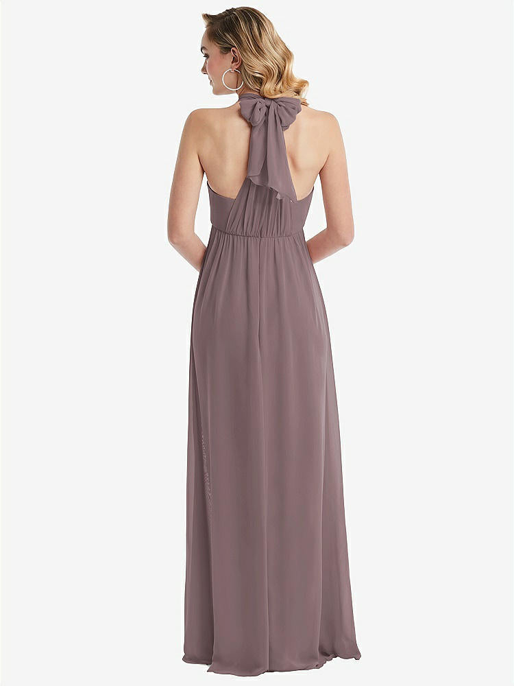 【STYLE: TH095】Empire Waist Shirred Skirt Convertible Sash Tie Maxi Dress【COLOR: French Truffle】