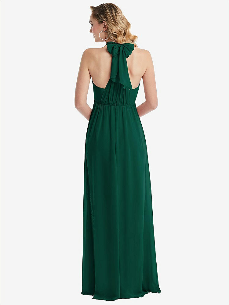 【STYLE: TH095】Empire Waist Shirred Skirt Convertible Sash Tie Maxi Dress【COLOR: Hunter Green】