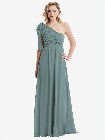 【NEW】【STYLE: TH095】エンパイア ウエスト シャイレッド スカート コンバーチブル サッシ ネクタイ マキシ ドレス【COLOR: Icelandic】【SIZE: 00-30W】