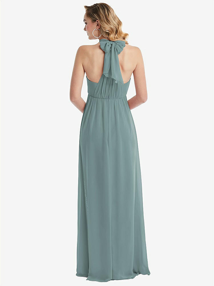 【STYLE: TH095】Empire Waist Shirred Skirt Convertible Sash Tie Maxi Dress【COLOR: Icelandic】