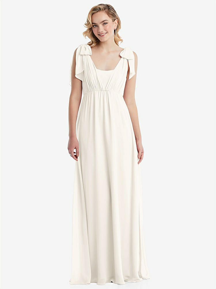 【STYLE: TH095】Empire Waist Shirred Skirt Convertible Sash Tie Maxi Dress【COLOR: Ivory】