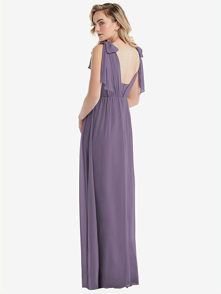 【NEW】【STYLE: TH095】エンパイア ウエスト シャイレッド スカート コンバーチブル サッシ ネクタイ マキシ ドレス【COLOR: Lavender】【SIZE: 00-30W】