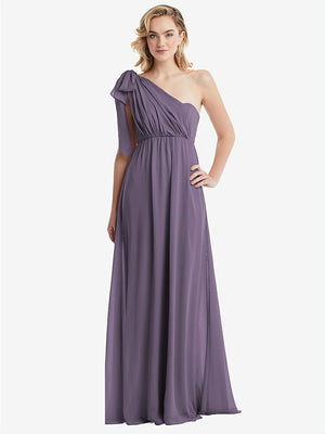 【STYLE: TH095】Empire Waist Shirred Skirt Convertible Sash Tie Maxi Dress【COLOR: Lavender】