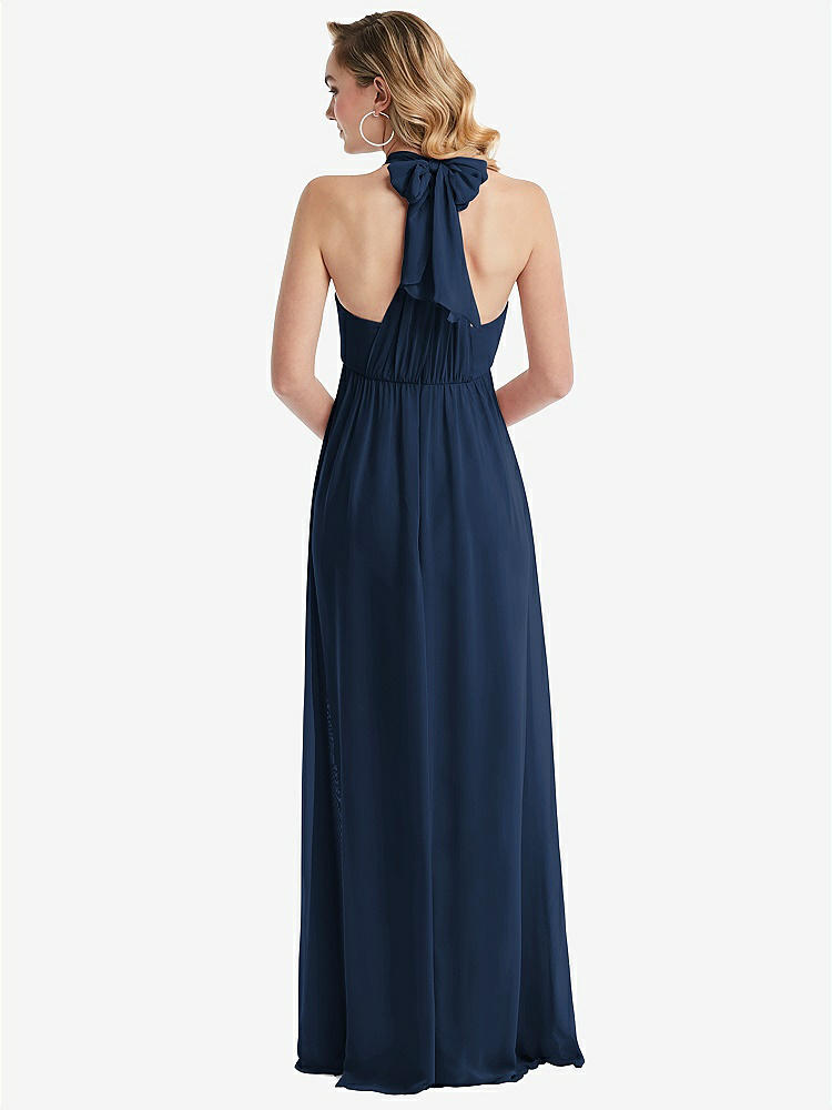 【NEW】【STYLE: TH095】エンパイア ウエスト シャイレッド スカート コンバーチブル サッシ ネクタイ マキシ ドレス【COLOR: Midnight Navy】【SIZE: 00-30W】