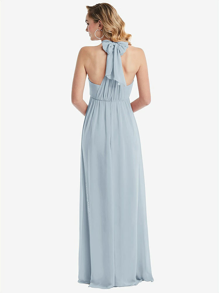 【NEW】【STYLE: TH095】エンパイア ウエスト シャイレッド スカート コンバーチブル サッシ ネクタイ マキシ ドレス【COLOR: Mist】【SIZE: 00-30W】