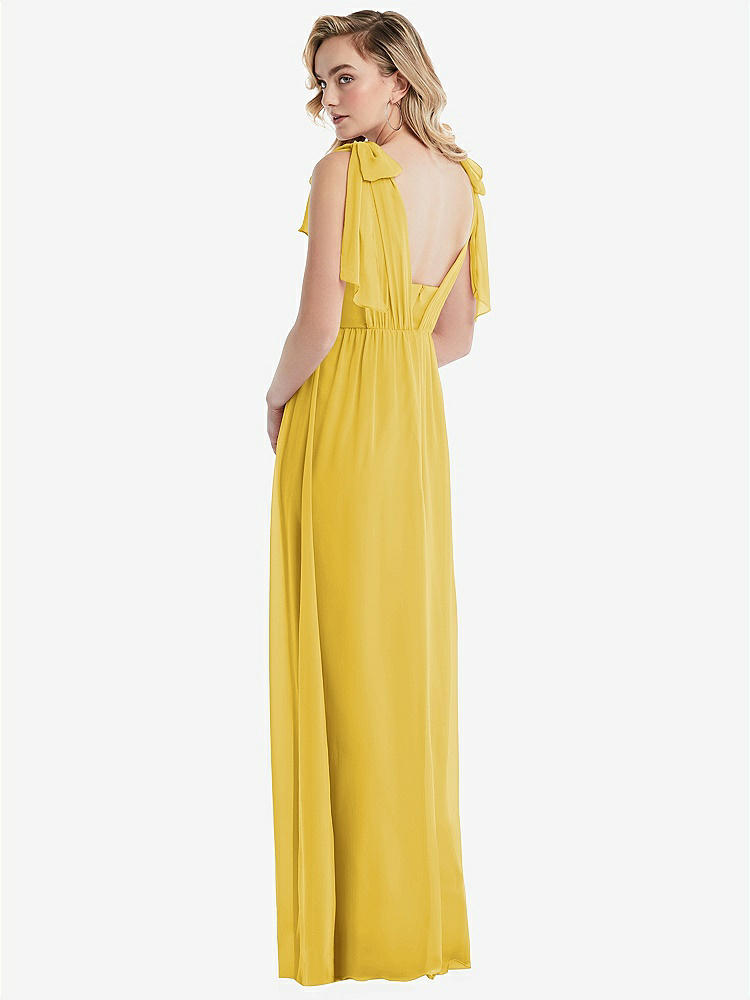 【NEW】【STYLE: TH095】エンパイア ウエスト シャイレッド スカート コンバーチブル サッシ ネクタイ マキシ ドレス【COLOR: Marigold】【SIZE: 00-30W】