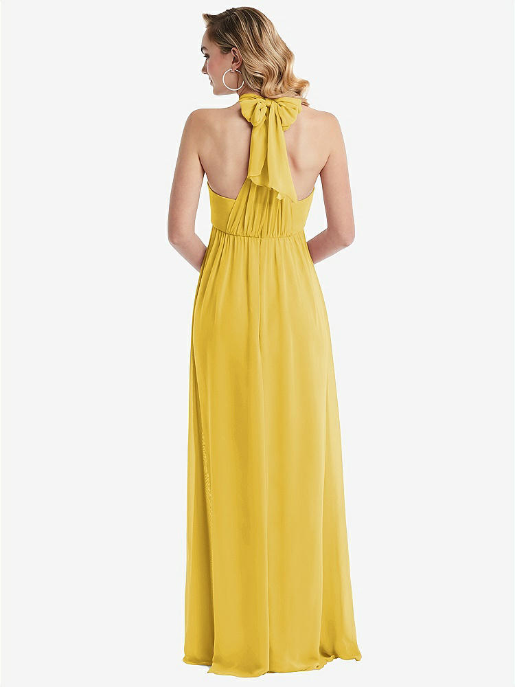 【NEW】【STYLE: TH095】エンパイア ウエスト シャイレッド スカート コンバーチブル サッシ ネクタイ マキシ ドレス【COLOR: Marigold】【SIZE: 00-30W】