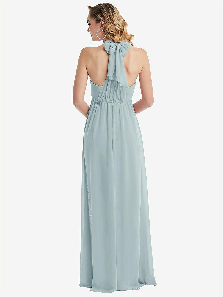 【NEW】【STYLE: TH095】エンパイア ウエスト シャイレッド スカート コンバーチブル サッシ ネクタイ マキシ ドレス【COLOR: Morning Sky】【SIZE: 00-30W】