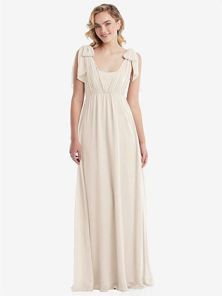 【NEW】【STYLE: TH095】エンパイア ウエスト シャイレッド スカート コンバーチブル サッシ ネクタイ マキシ ドレス【COLOR: Oat】【SIZE: 00-30W】