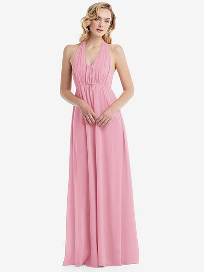 【NEW】【STYLE: TH095】エンパイア ウエスト シャイレッド スカート コンバーチブル サッシ ネクタイ マキシ ドレス【COLOR: Peony Pink】【SIZE: 00-30W】