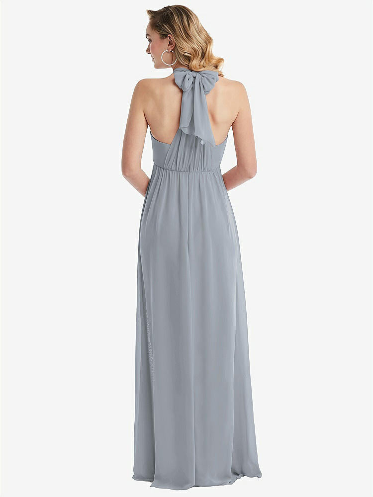 【STYLE: TH095】Empire Waist Shirred Skirt Convertible Sash Tie Maxi Dress【COLOR: Platinum】