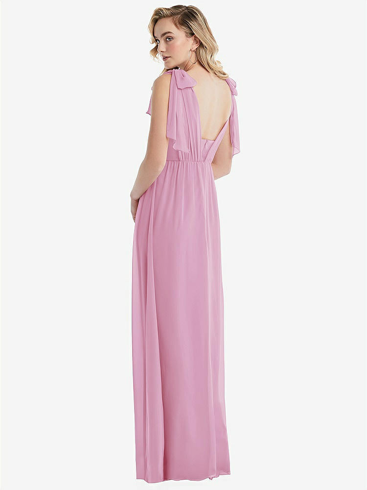 【NEW】【STYLE: TH095】エンパイア ウエスト シャイレッド スカート コンバーチブル サッシ ネクタイ マキシ ドレス【COLOR: Powder Pink】【SIZE: 00-30W】