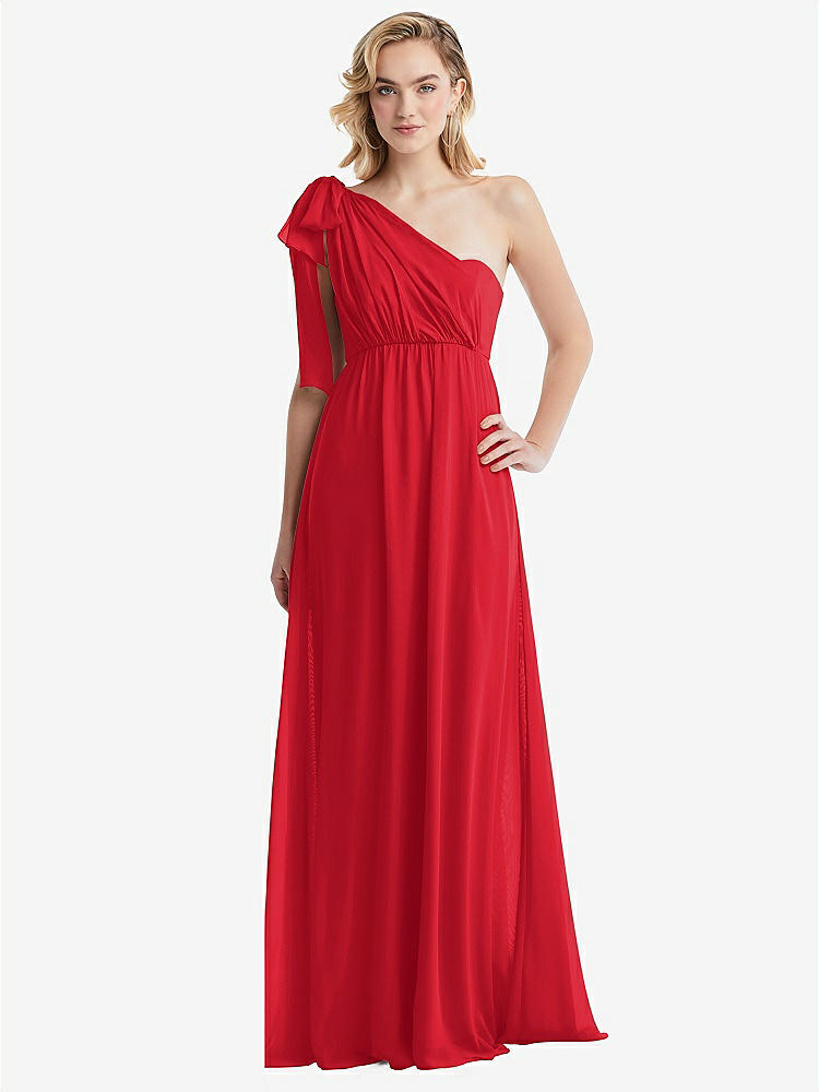 【STYLE: TH095】Empire Waist Shirred Skirt Convertible Sash Tie Maxi Dress【COLOR: Parisian Red】