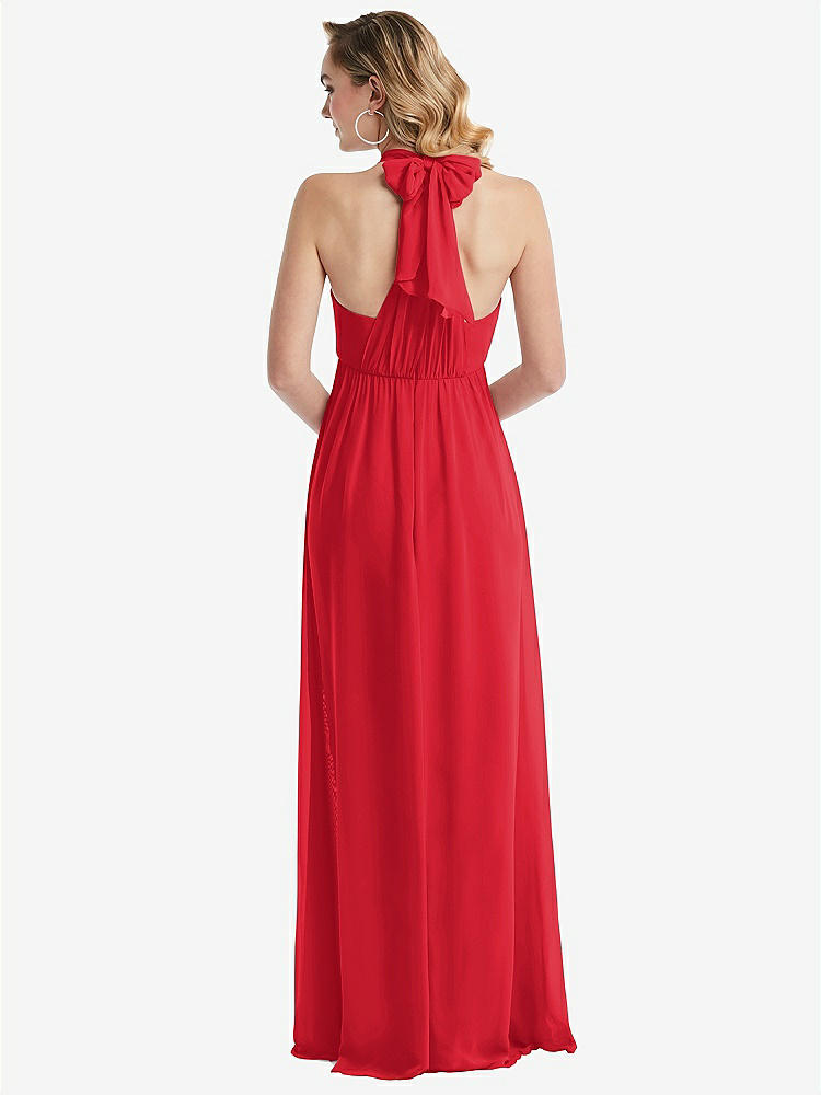 【STYLE: TH095】Empire Waist Shirred Skirt Convertible Sash Tie Maxi Dress【COLOR: Parisian Red】