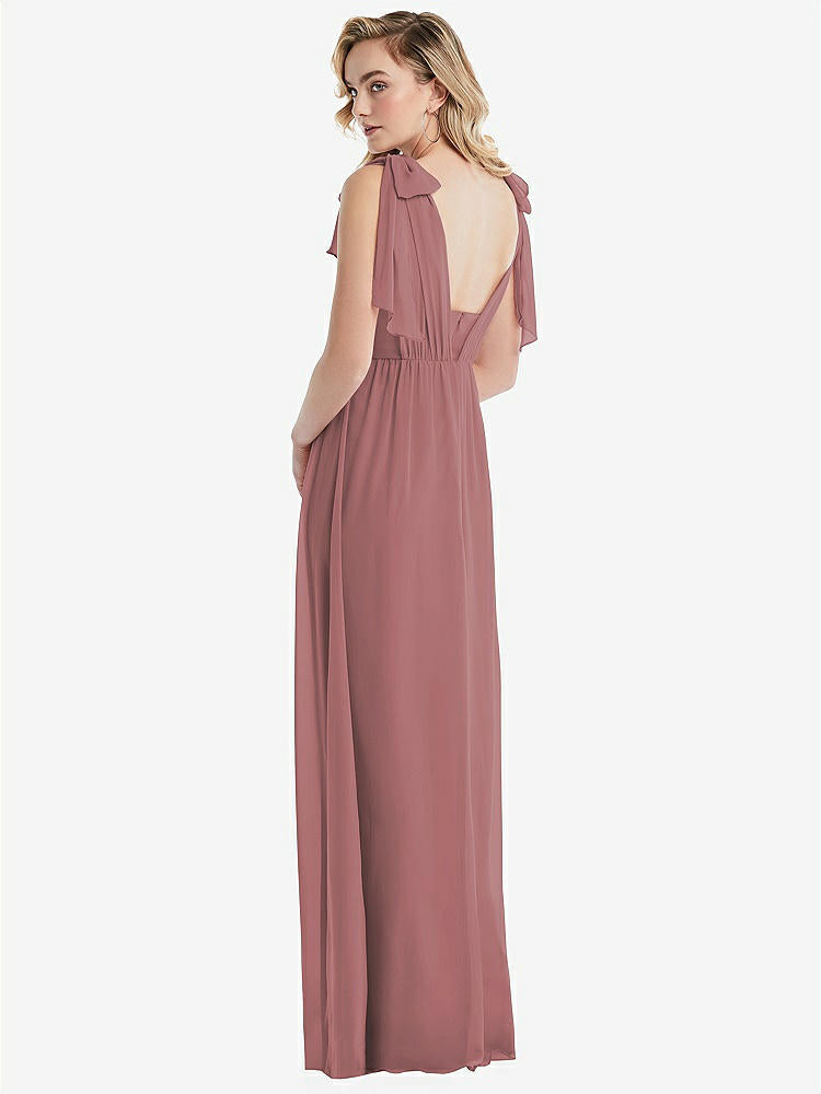 【NEW】【STYLE: TH095】エンパイア ウエスト シャイレッド スカート コンバーチブル サッシ ネクタイ マキシ ドレス【COLOR: Rosewood】【SIZE: 00-30W】
