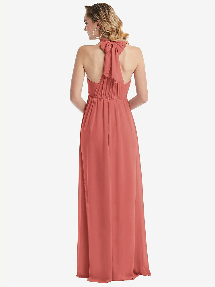 【NEW】【STYLE: TH095】エンパイア ウエスト シャイレッド スカート コンバーチブル サッシ ネクタイ マキシ ドレス【COLOR: Coral Pink】【SIZE: 00-30W】