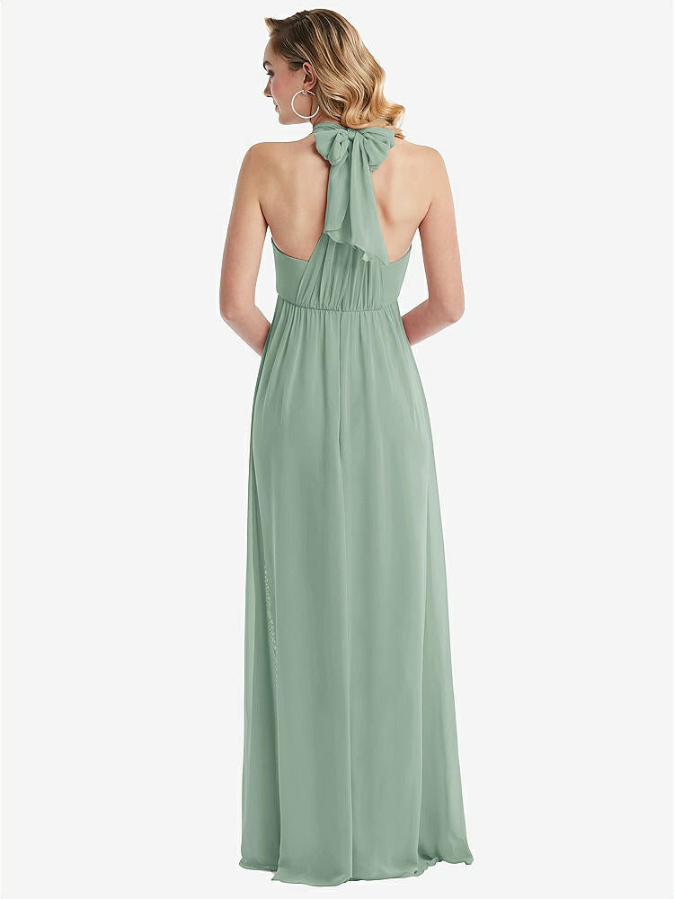 【NEW】【STYLE: TH095】エンパイア ウエスト シャイレッド スカート コンバーチブル サッシ ネクタイ マキシ ドレス【COLOR: Seagrass】【SIZE: 00-30W】