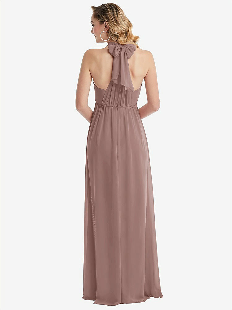 【STYLE: TH095】Empire Waist Shirred Skirt Convertible Sash Tie Maxi Dress【COLOR: Sienna】