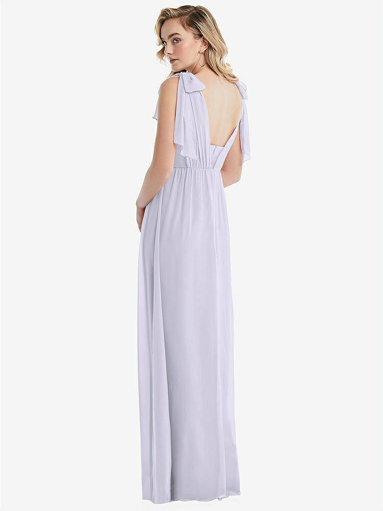 【STYLE: TH095】Empire Waist Shirred Skirt Convertible Sash Tie Maxi Dress【COLOR: Silver Dove】