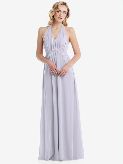 【STYLE: TH095】Empire Waist Shirred Skirt Convertible Sash Tie Maxi Dress【COLOR: Silver Dove】