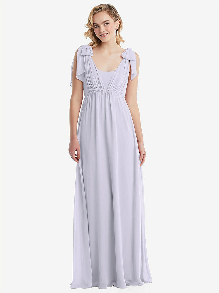 【STYLE: TH095】Empire Waist Shirred Skirt Convertible Sash Tie Maxi Dress【COLOR: Silver Dove】