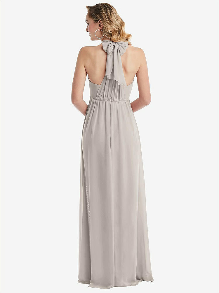【NEW】【STYLE: TH095】エンパイア ウエスト シャイレッド スカート コンバーチブル サッシ ネクタイ マキシ ドレス【COLOR: Taupe】【SIZE: 00-30W】