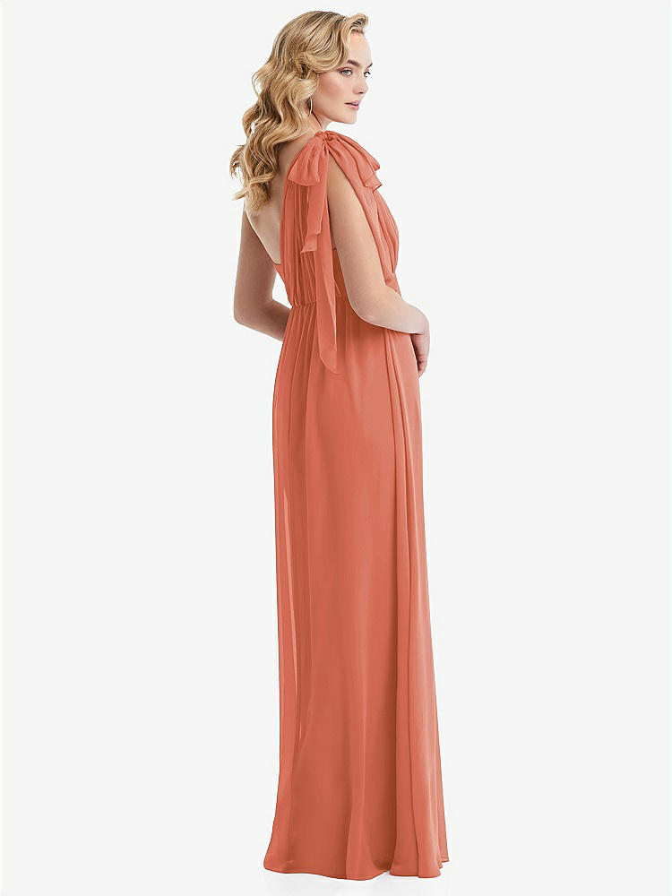 【NEW】【STYLE: TH095】エンパイア ウエスト シャイレッド スカート コンバーチブル サッシ ネクタイ マキシ ドレス【COLOR: Terracotta Copper】【SIZE: 00-30W】