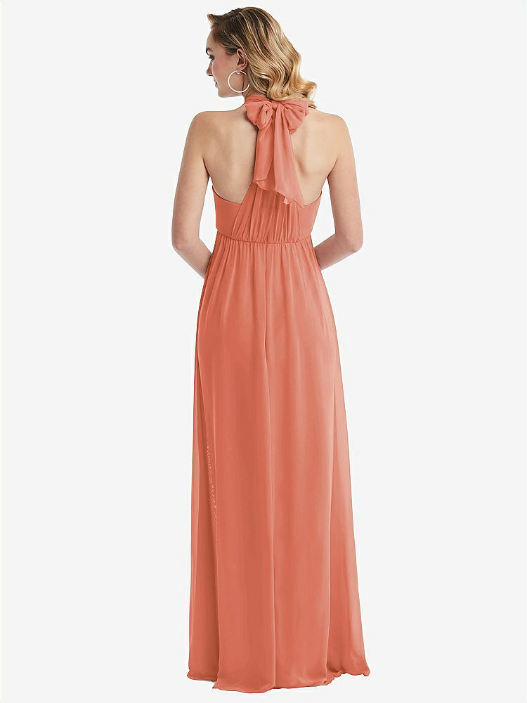 【STYLE: TH095】Empire Waist Shirred Skirt Convertible Sash Tie Maxi Dress【COLOR: Terracotta Copper】