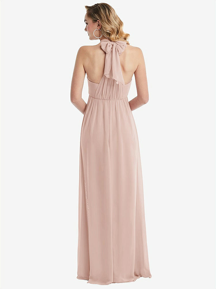 【NEW】【STYLE: TH095】エンパイア ウエスト シャイレッド スカート コンバーチブル サッシ ネクタイ マキシ ドレス【COLOR: Toasted Sugar】【SIZE: 00-30W】