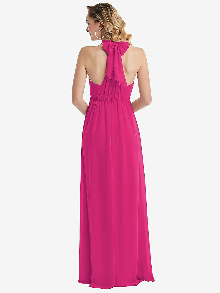 【NEW】【STYLE: TH095】エンパイア ウエスト シャイレッド スカート コンバーチブル サッシ ネクタイ マキシ ドレス【COLOR: Think Pink】【SIZE: 00-30W】