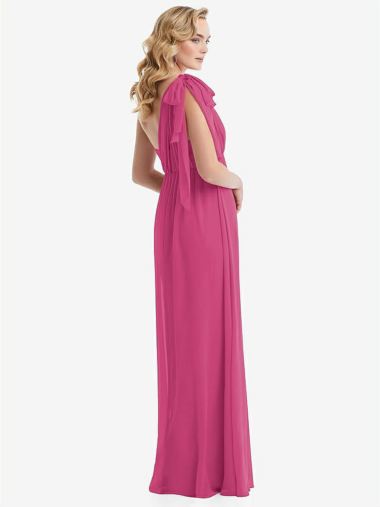 【NEW】【STYLE: TH095】エンパイア ウエスト シャイレッド スカート コンバーチブル サッシ ネクタイ マキシ ドレス【COLOR: Tea Rose】【SIZE: 00-30W】