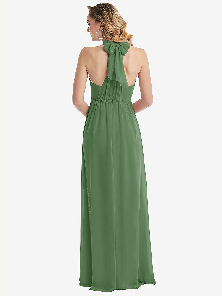 【STYLE: TH095】Empire Waist Shirred Skirt Convertible Sash Tie Maxi Dress【COLOR: Vineyard Green】